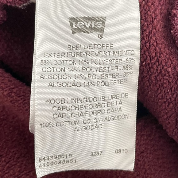 Levi’s Hooded Sweatshirt, Maroon, Medium - Picture 6 of 7